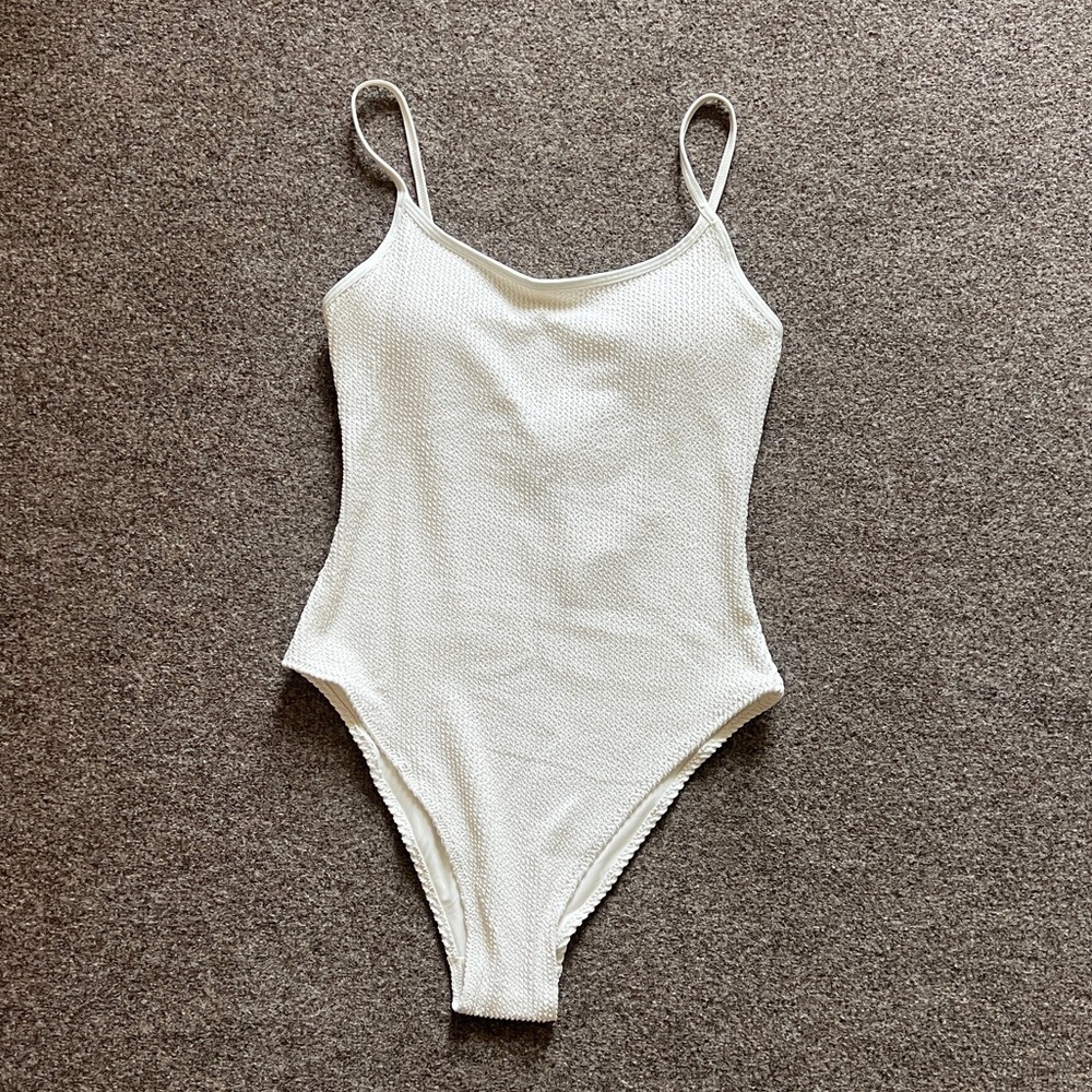 NWT H&M One Piece Swimsuit Green White Bundle of 2 Pieces Women’s Size Small - Picture 6 of 15